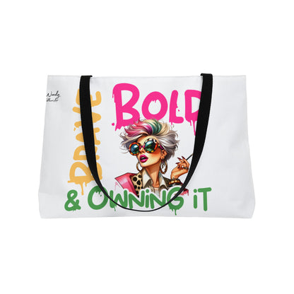 Weekender Tote — "Brave, Bold & Owning It" Stylish Graphic Bag for Confident Women