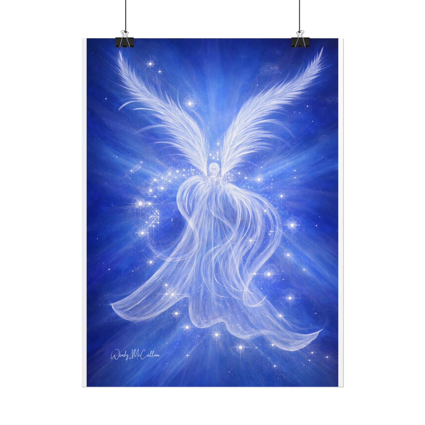 Archangel Michael Protection Giclée Print – Vibrant Blue Angel Frequency Art