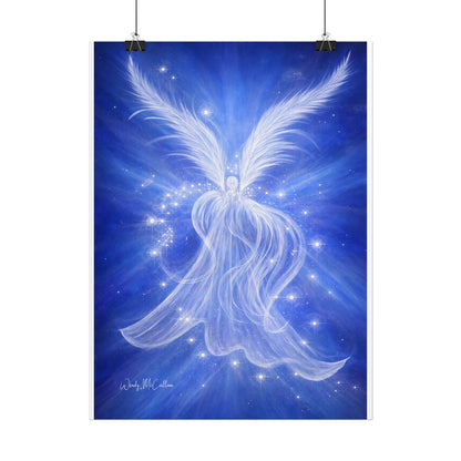 Archangel Michael Protection Giclée Print – Vibrant Blue Angel Frequency Art