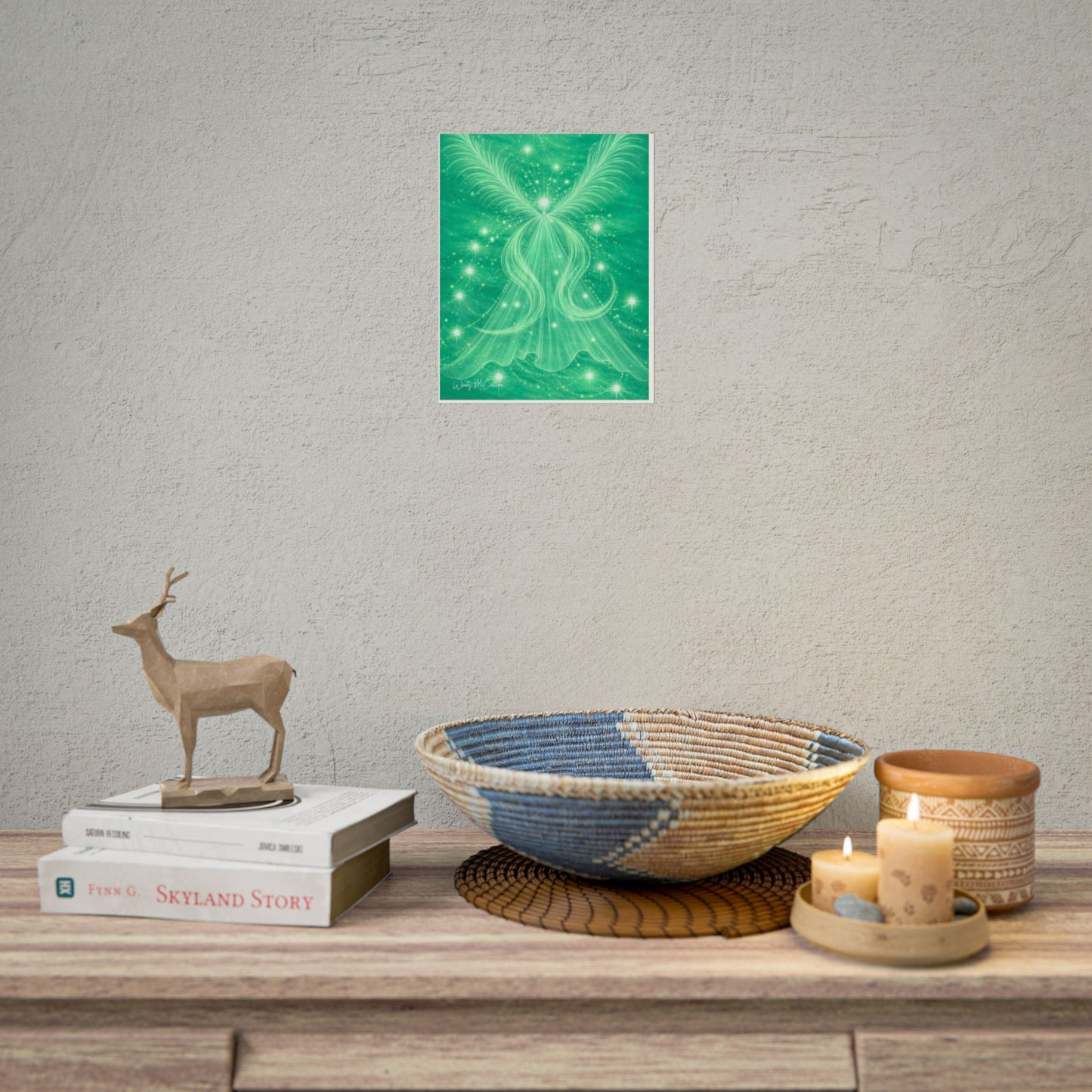 Archangel Raphael Healing Giclée Print – Vibrant Green Angel Frequency Art