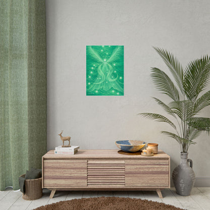 Archangel Raphael Healing Giclée Print – Vibrant Green Angel Frequency Art
