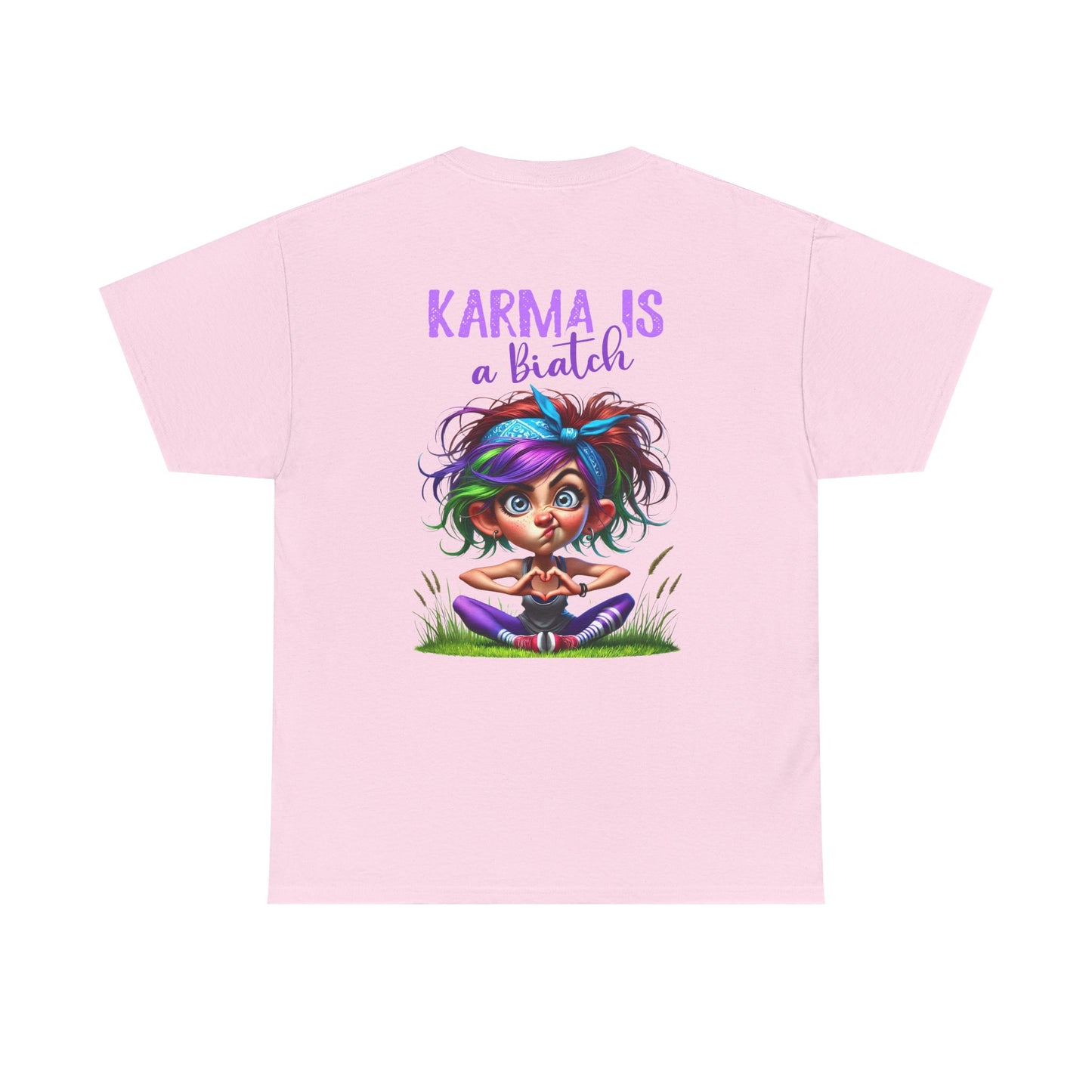 T-Shirt — 'Karma Is a B*tch' Colourful Yoga Girl Graphic Tee