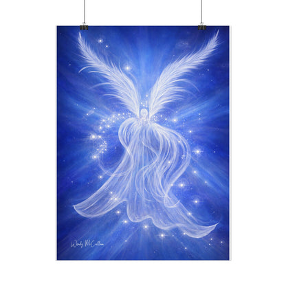 Archangel Michael Protection Giclée Print – Vibrant Blue Angel Frequency Art