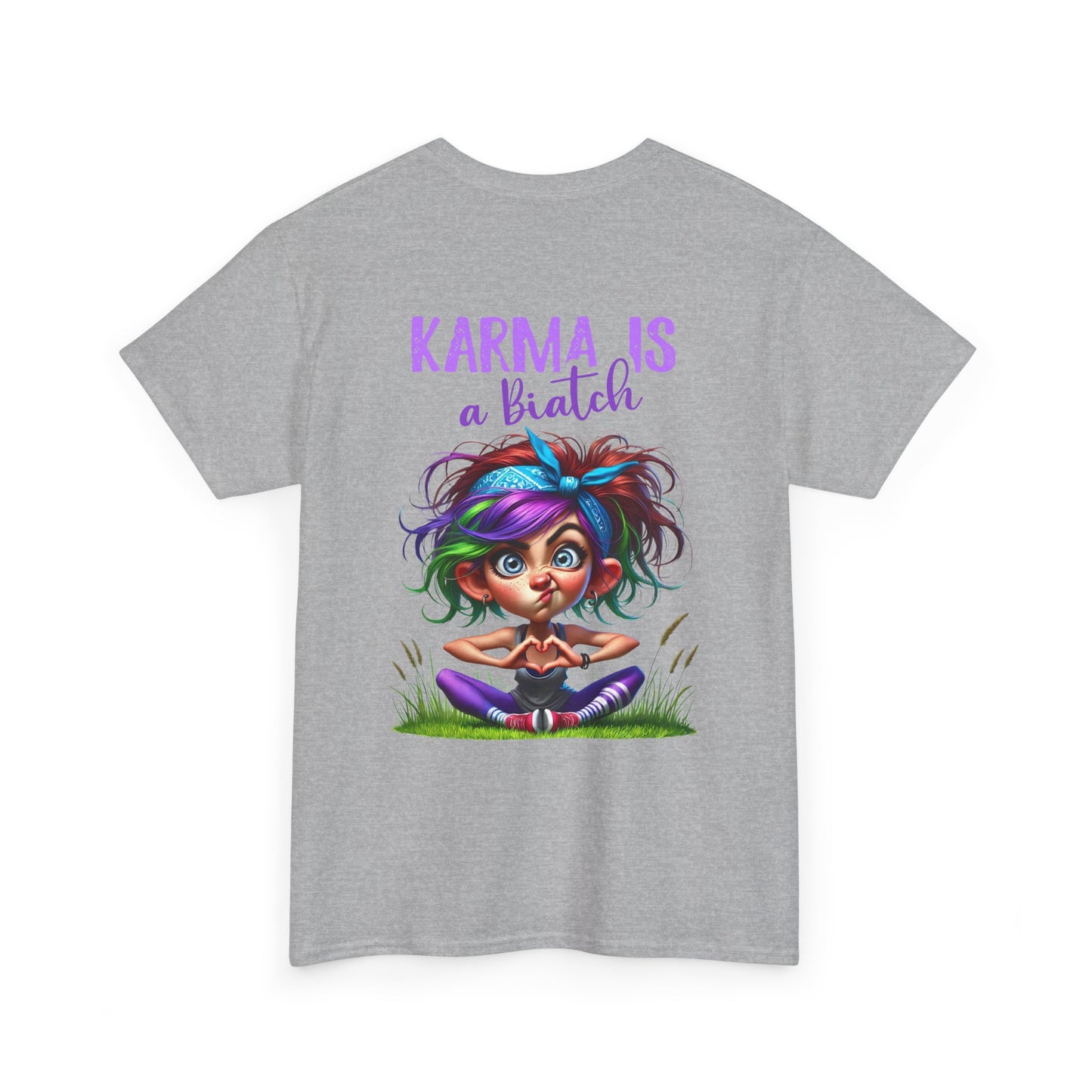 T-Shirt — 'Karma Is a B*tch' Colourful Yoga Girl Graphic Tee