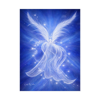 Archangel Michael Protection Giclée Print – Vibrant Blue Angel Frequency Art