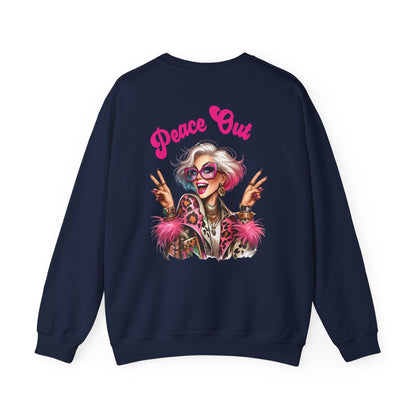 Peace Out – Glam Confidence Woman in Her Prime Sweatshirt