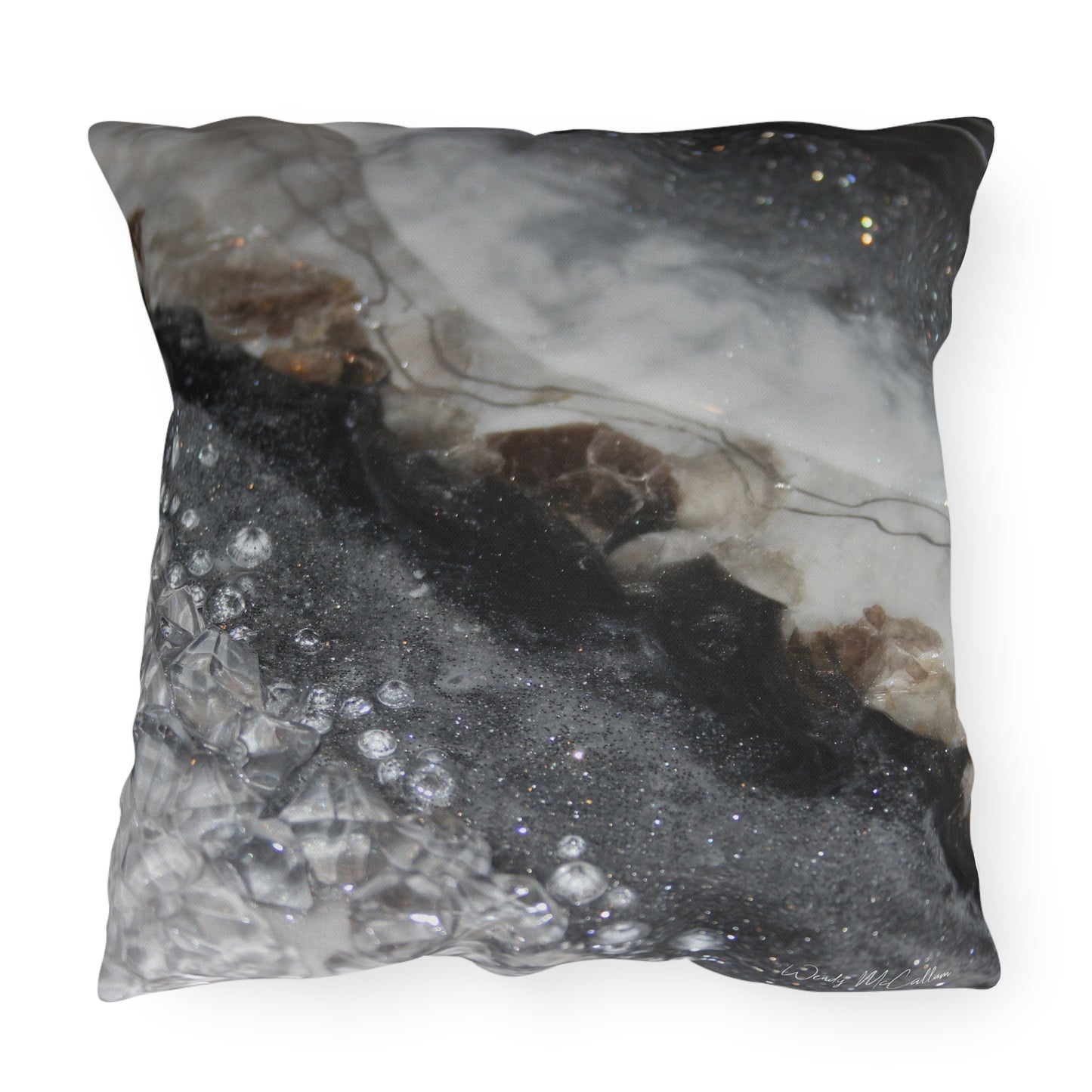 Grey Moonstone Opulence Outdoor Pillow - Patio Cushion