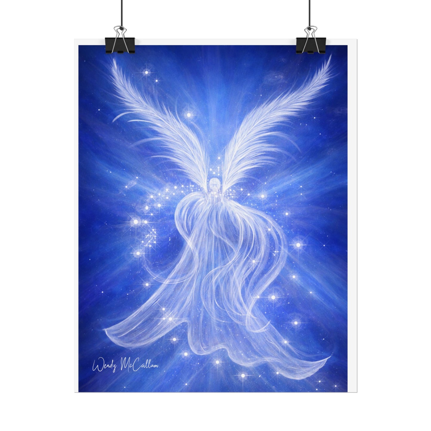 Archangel Michael Protection Giclée Print – Vibrant Blue Angel Frequency Art
