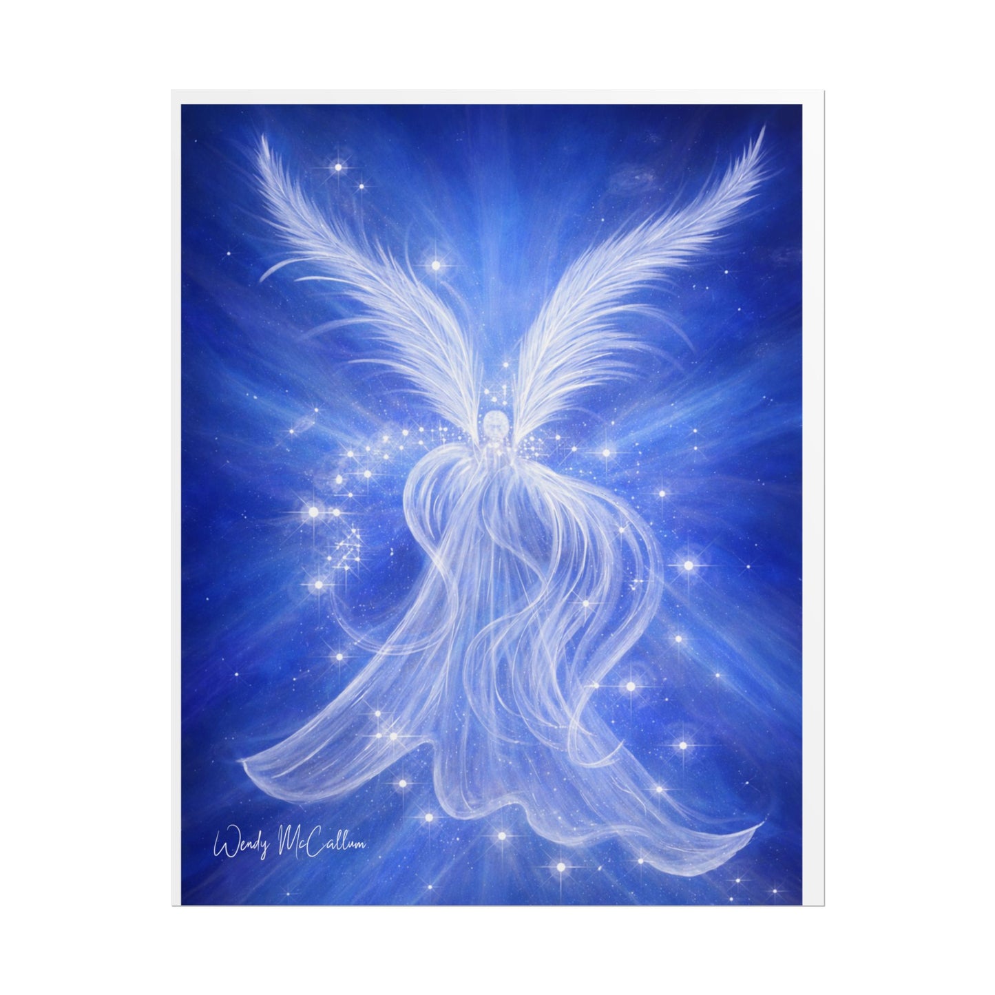 Archangel Michael Protection Giclée Print – Vibrant Blue Angel Frequency Art