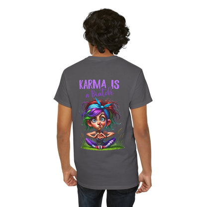 T-Shirt — 'Karma Is a B*tch' Colourful Yoga Girl Graphic Tee