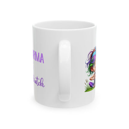 Karma Is a Biatch – Funny Yoga Girl Ceramic Mug (11oz & 15oz)