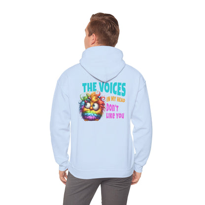 The Voices in My Head Don’t Like You – Funny Rainbow Chick Hoodie