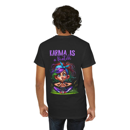 T-Shirt — 'Karma Is a B*tch' Colourful Yoga Girl Graphic Tee