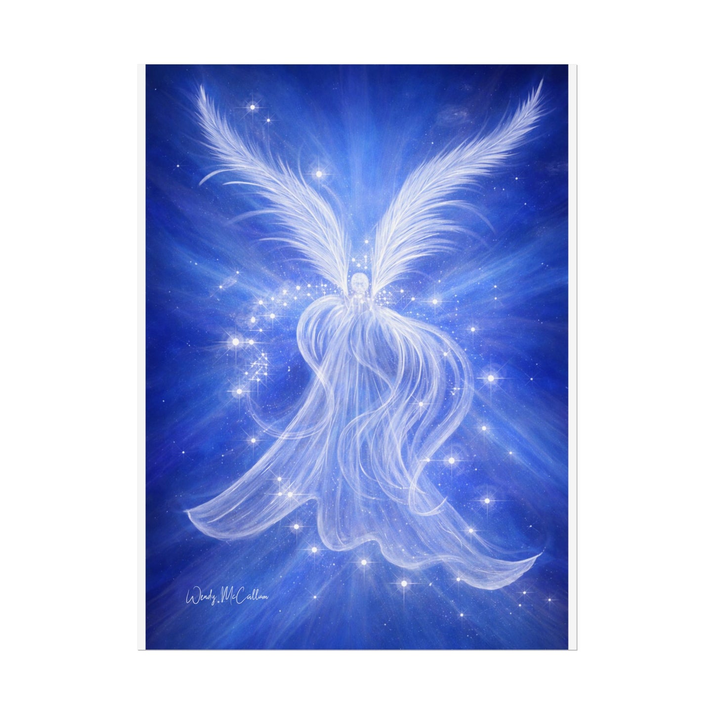 Archangel Michael Protection Giclée Print – Vibrant Blue Angel Frequency Art