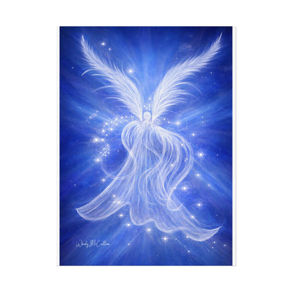 Archangel Michael Protection Giclée Print – Vibrant Blue Angel Frequency Art