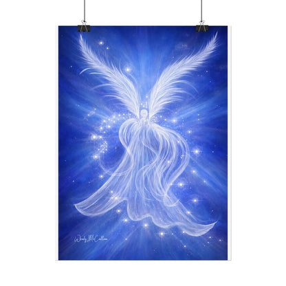 Archangel Michael Protection Giclée Print – Vibrant Blue Angel Frequency Art