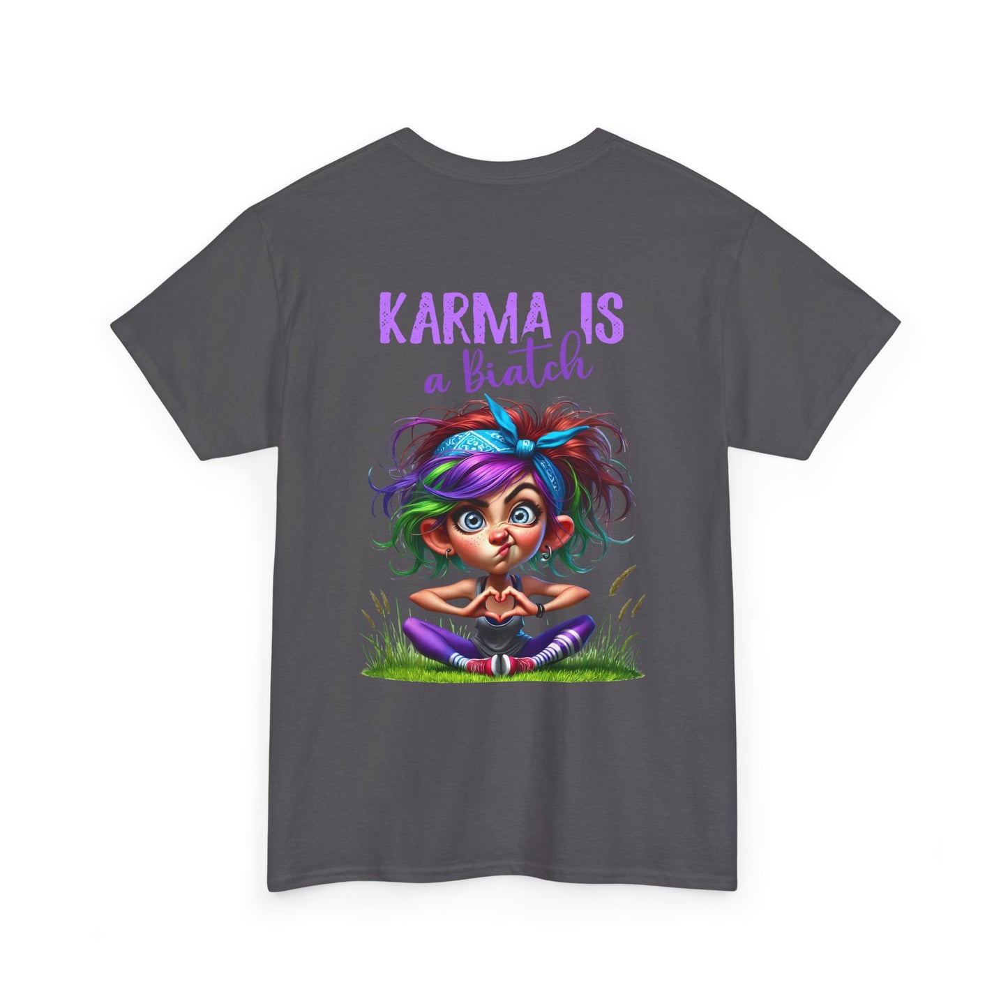 T-Shirt — 'Karma Is a B*tch' Colourful Yoga Girl Graphic Tee