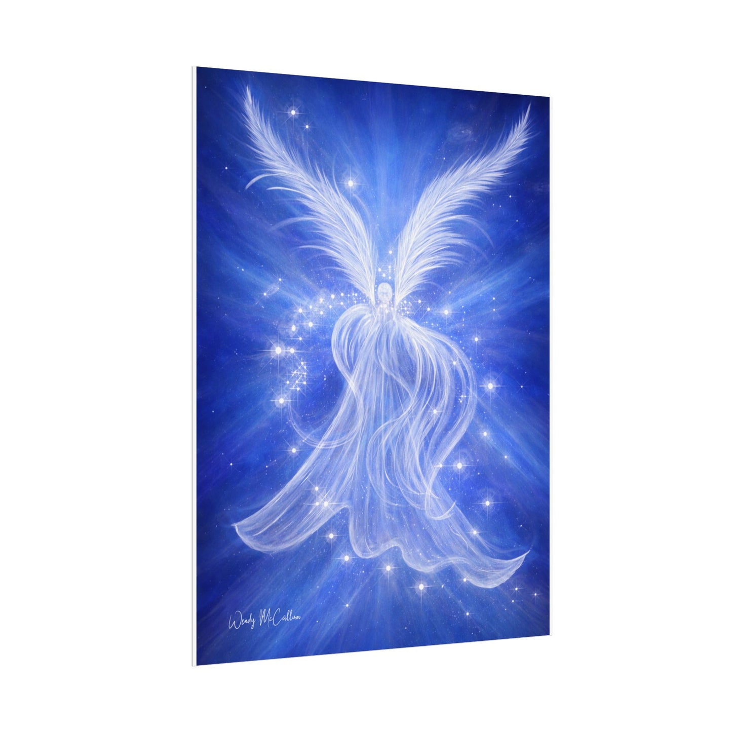 Archangel Michael Protection Giclée Print – Vibrant Blue Angel Frequency Art