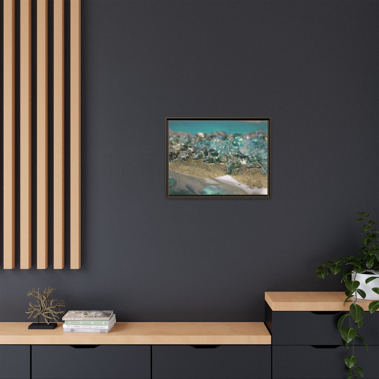 Dioptase Framed Canvas Art - Elegance