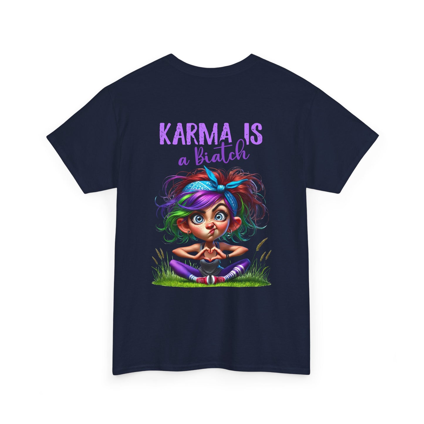 T-Shirt — 'Karma Is a B*tch' Colourful Yoga Girl Graphic Tee