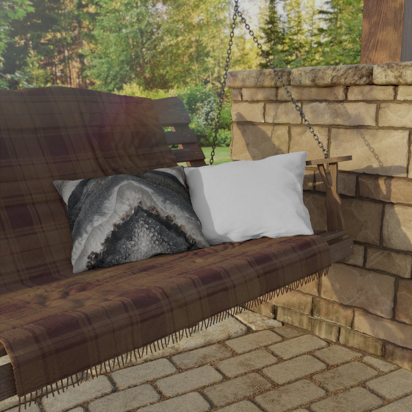 Grey Moonstone Splendour Outdoor Pillow — Patio Cushion