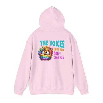 The Voices in My Head Don’t Like You – Funny Rainbow Chick Hoodie