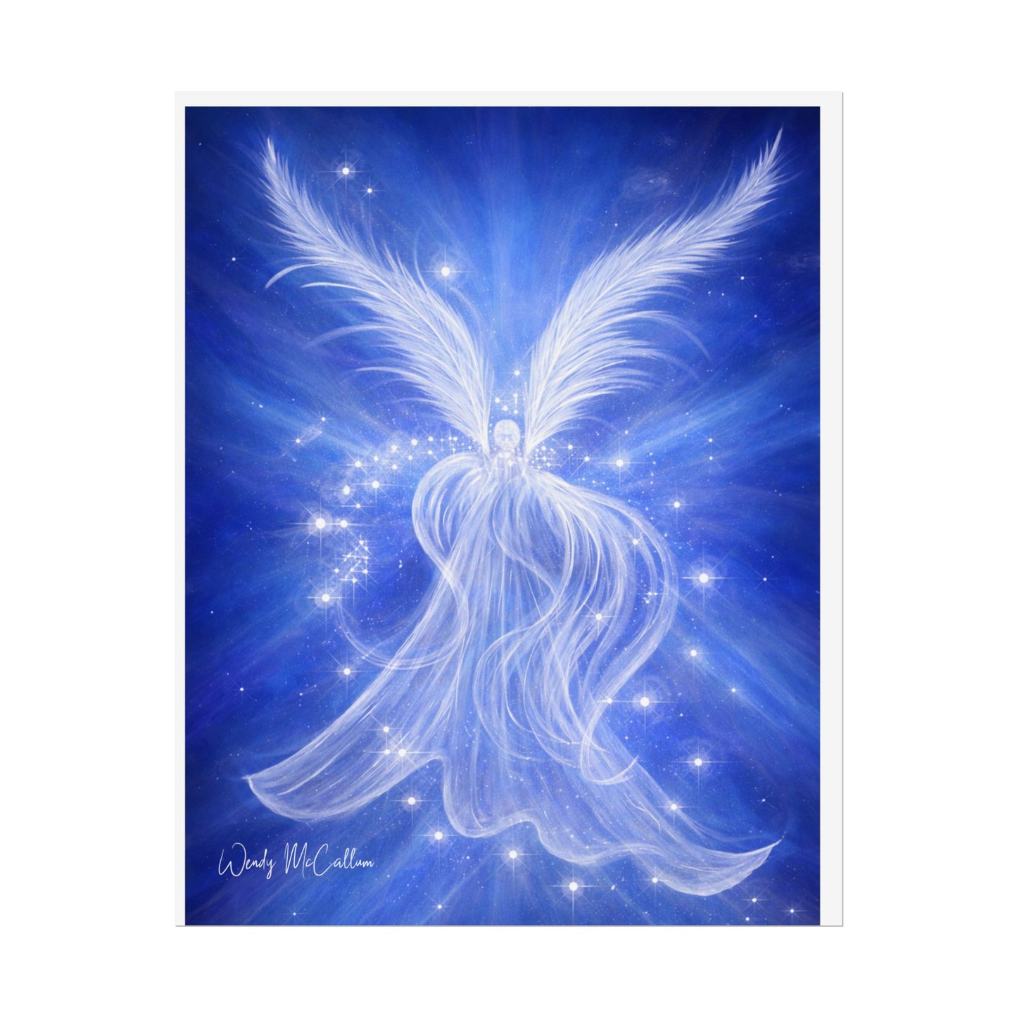 Archangel Michael Protection Giclée Print – Vibrant Blue Angel Frequency Art