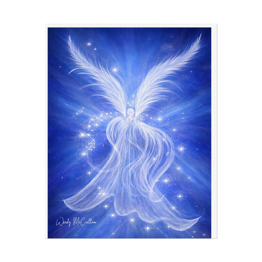 Archangel Michael Protection Giclée Print – Vibrant Blue Angel Frequency Art