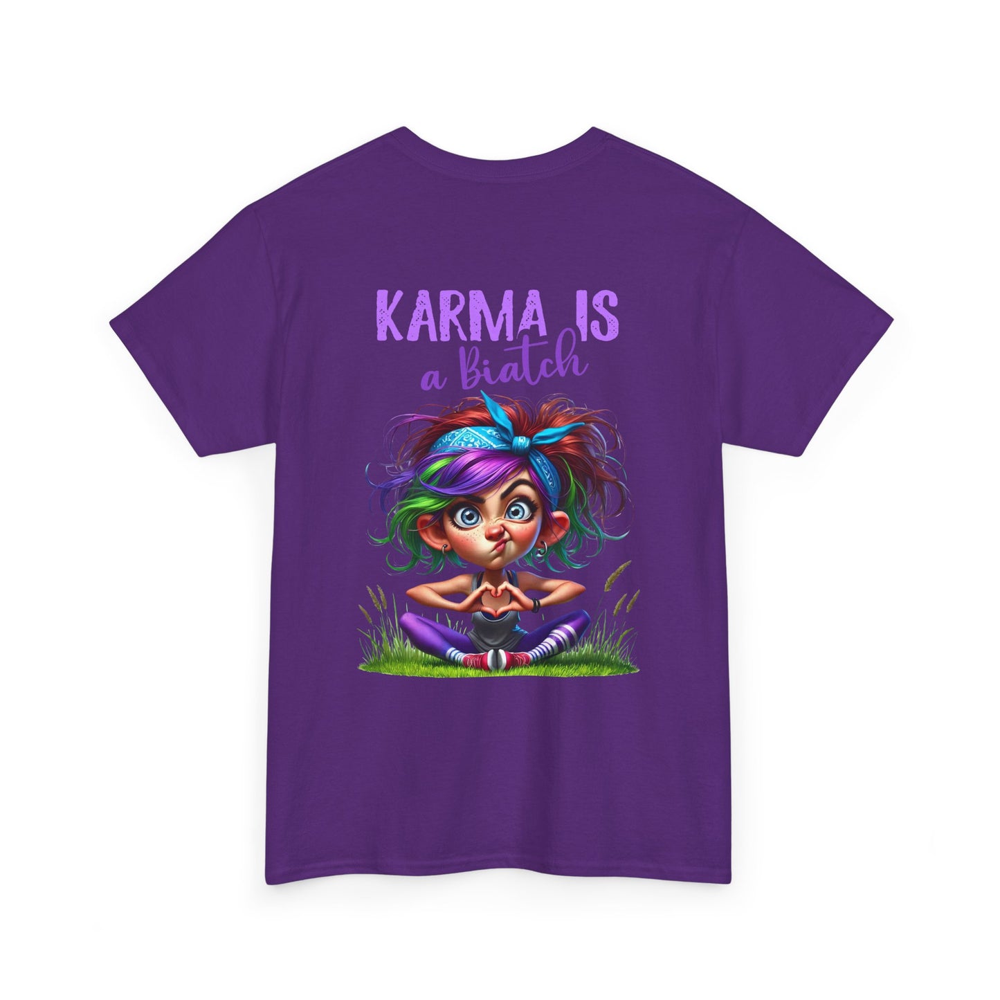 T-Shirt — 'Karma Is a B*tch' Colourful Yoga Girl Graphic Tee