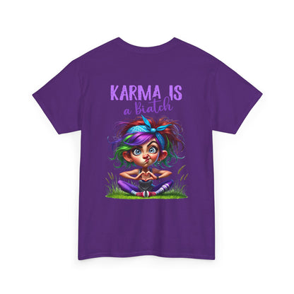 T-Shirt — 'Karma Is a B*tch' Colourful Yoga Girl Graphic Tee