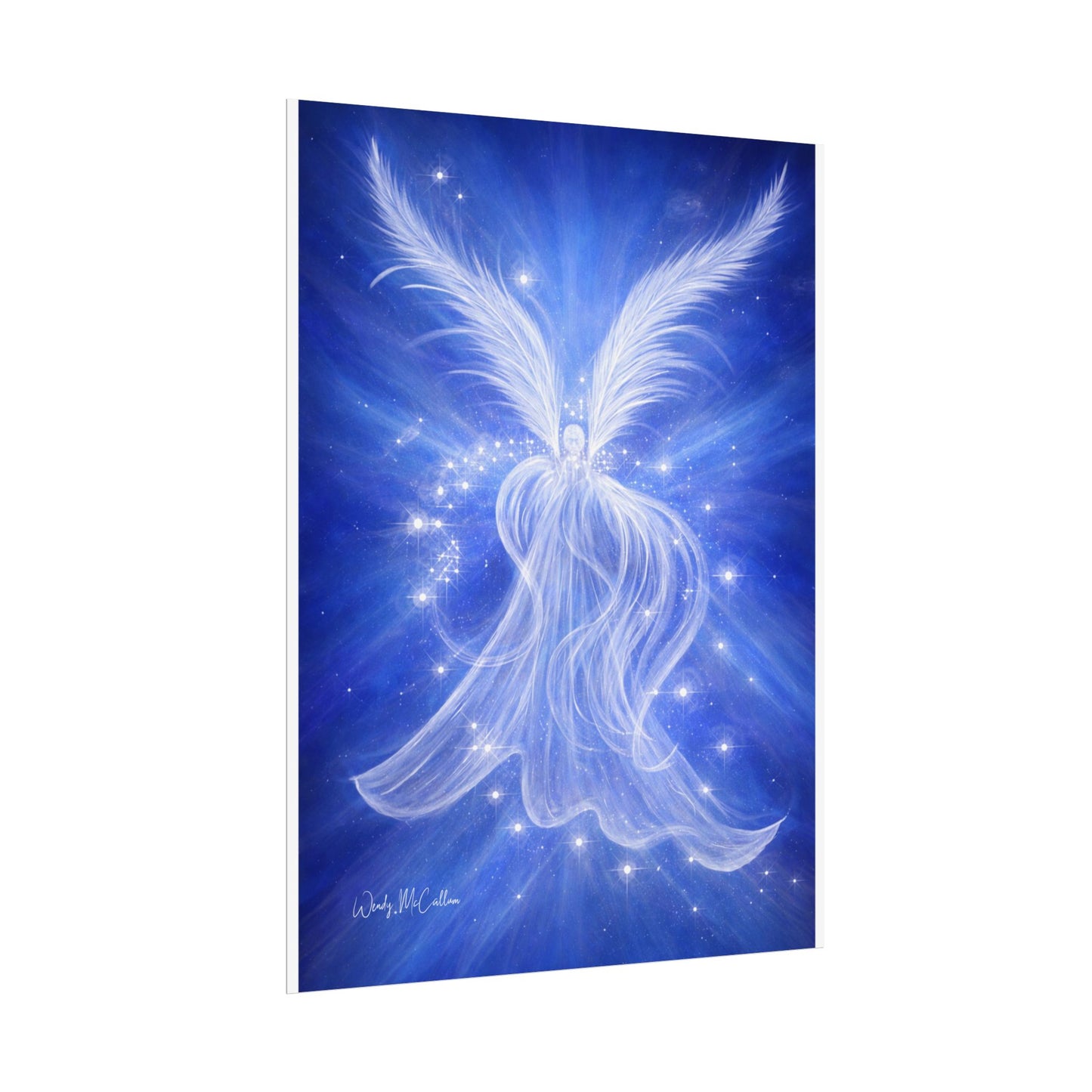 Archangel Michael Protection Giclée Print – Vibrant Blue Angel Frequency Art