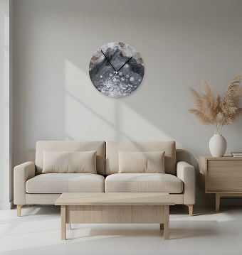 Grey Moonstone Round Glass Wall Clock - Elegance