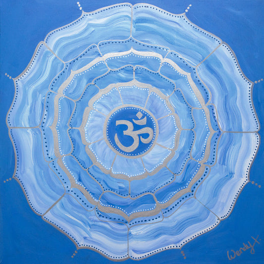 Blue Mandala communicating & manifesting with your higher self  - Framed embellished crystal infused