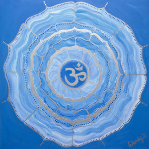 Blue Mandala communicating & manifesting with your higher self  - Framed embellished crystal infused