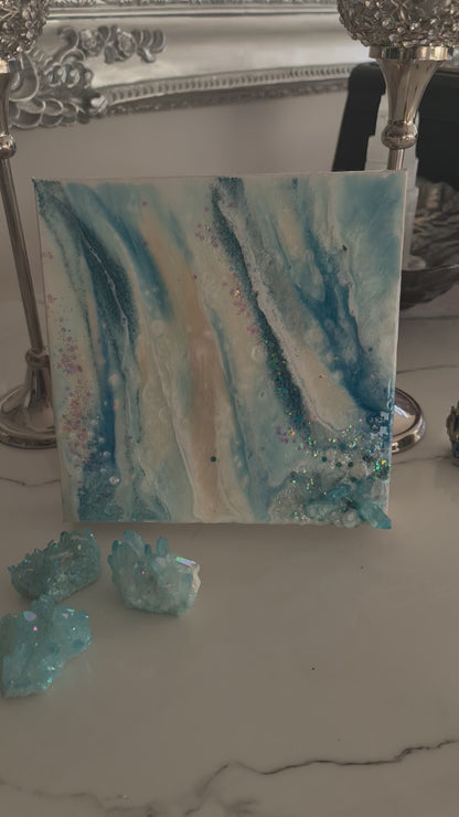 Aqua Serenity Resonance - Mini Geode Art   3/4 in series