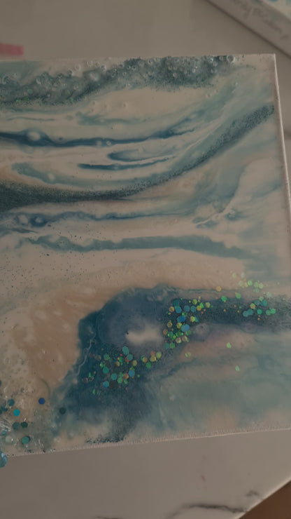 Aqua Serenity Resonance - Mini Geode Art   2/4 in series