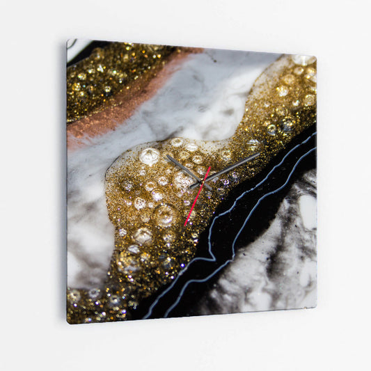 Alchemy Square Glass Wall Clock - Elegance