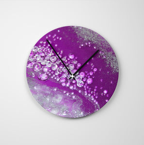 Amethyst Dreams Round Glass Wall Clock - Grace