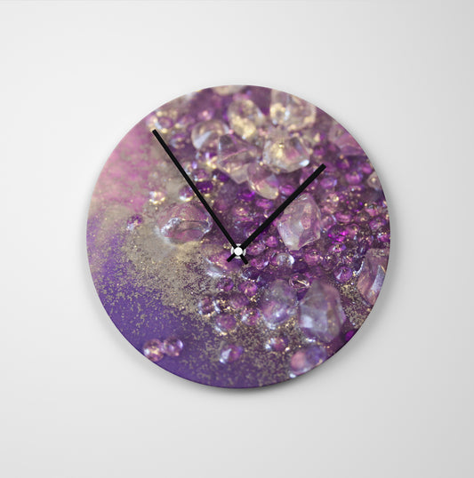 Amethyst Dreams Round Glass Wall Clock - Opulance