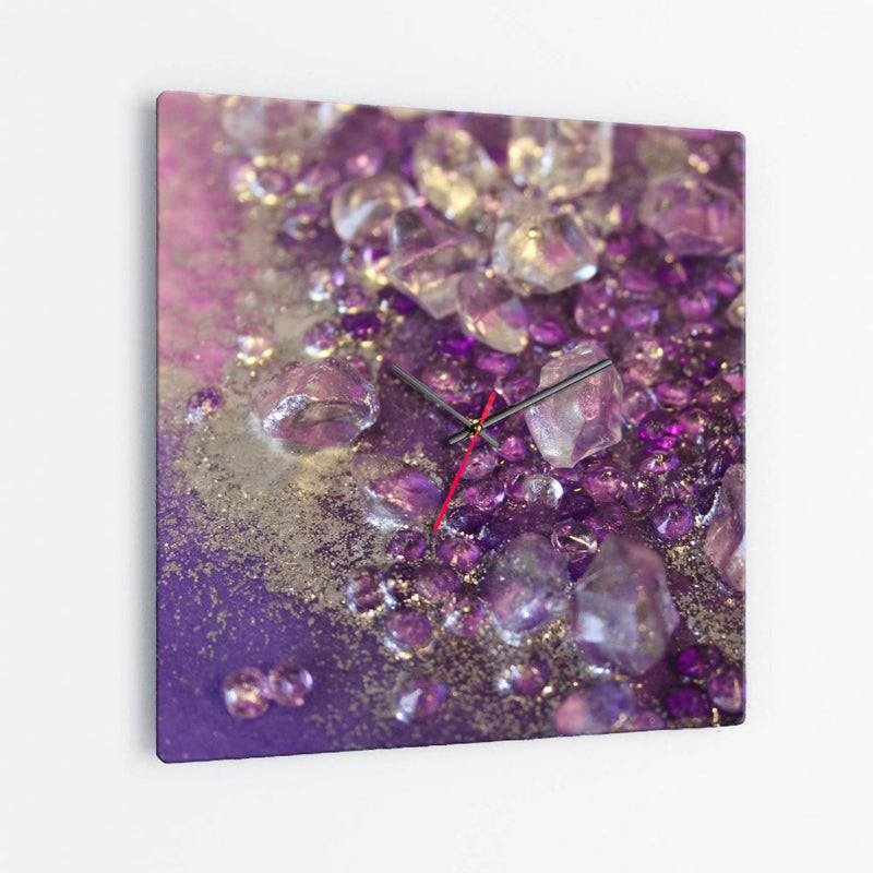 Amethyst Dreams Square Glass Wall Clock - Opulance
