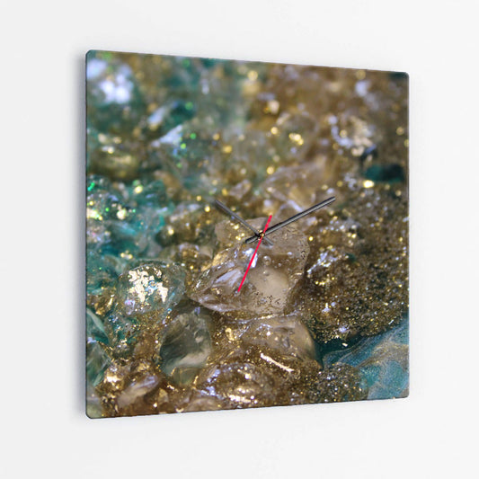 Dioptase Square Glass Wall Clock - Opulence