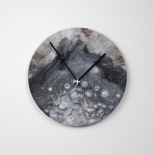 Grey Moonstone Round Glass Wall Clock - Elegance