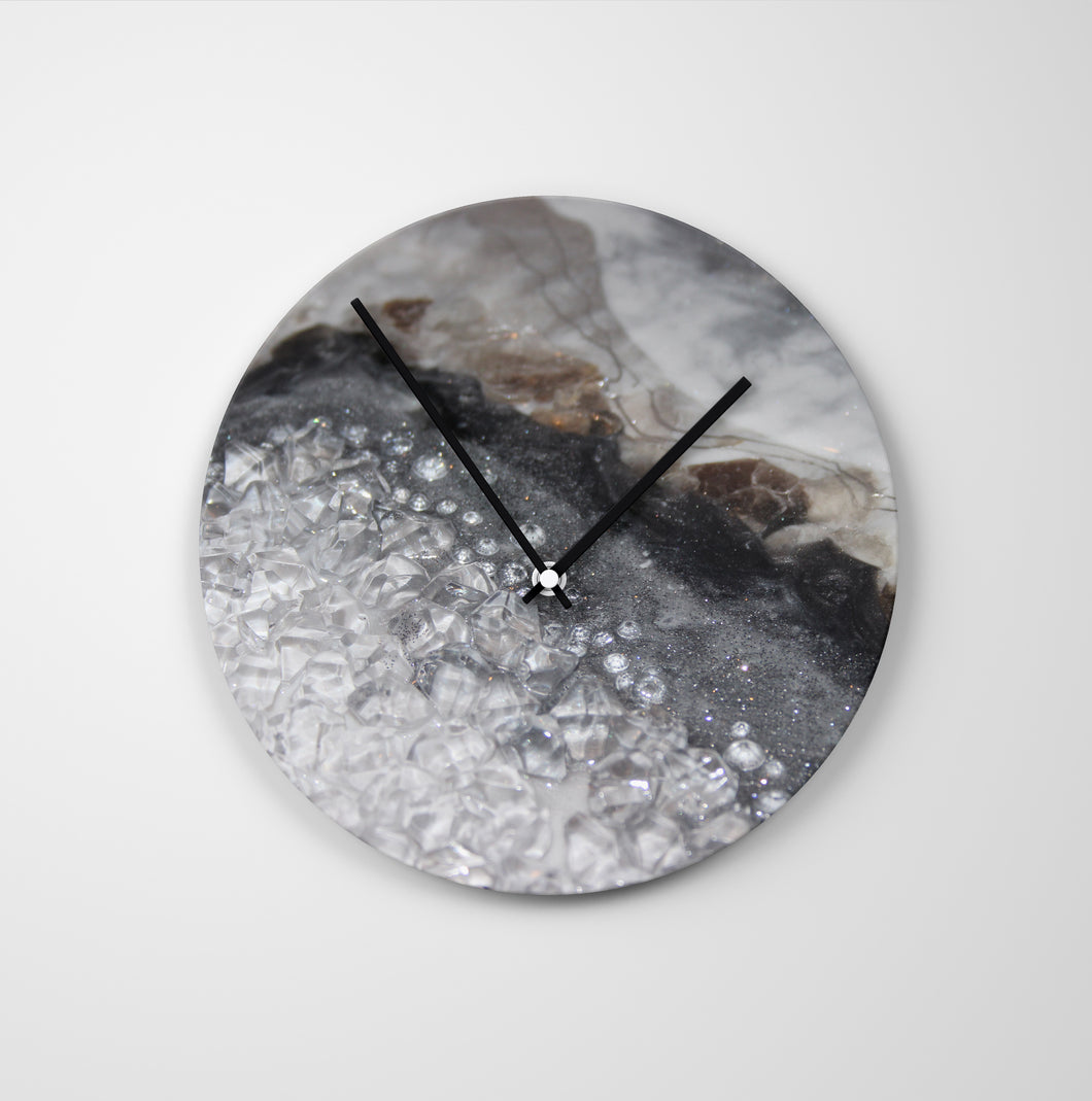 Grey Moonstone Round Glass Wall Clock - Opulence
