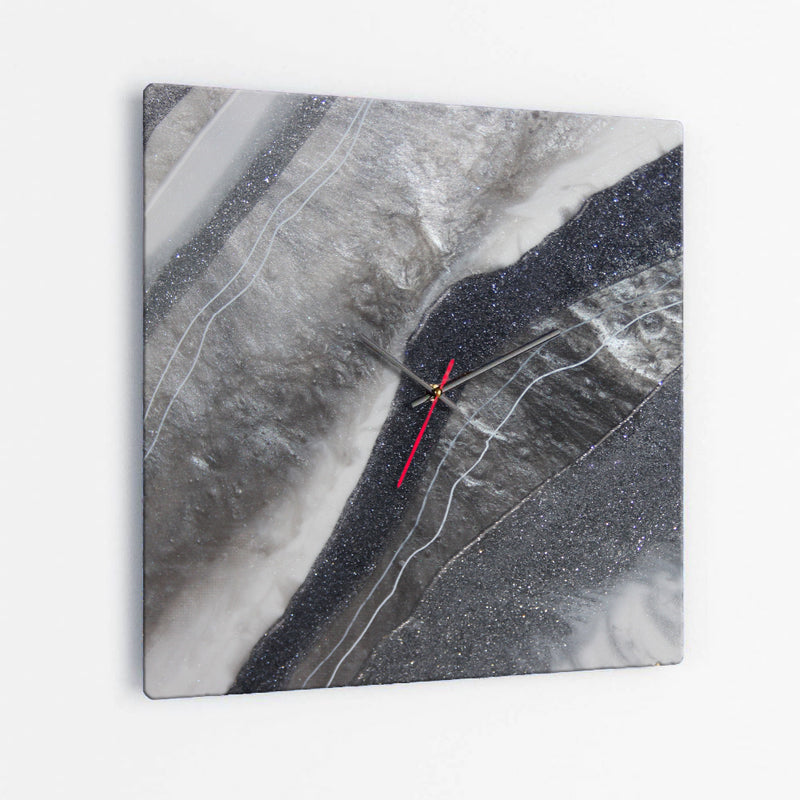 Grey Moonstone Square Glass Wall Clock - Grace