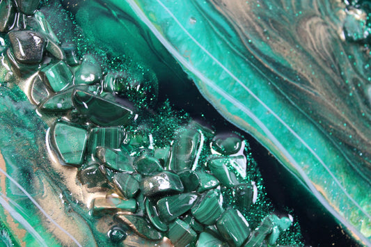 Verdant Guardian – Malachite Geode Resin Wall Art for Healing & Protection