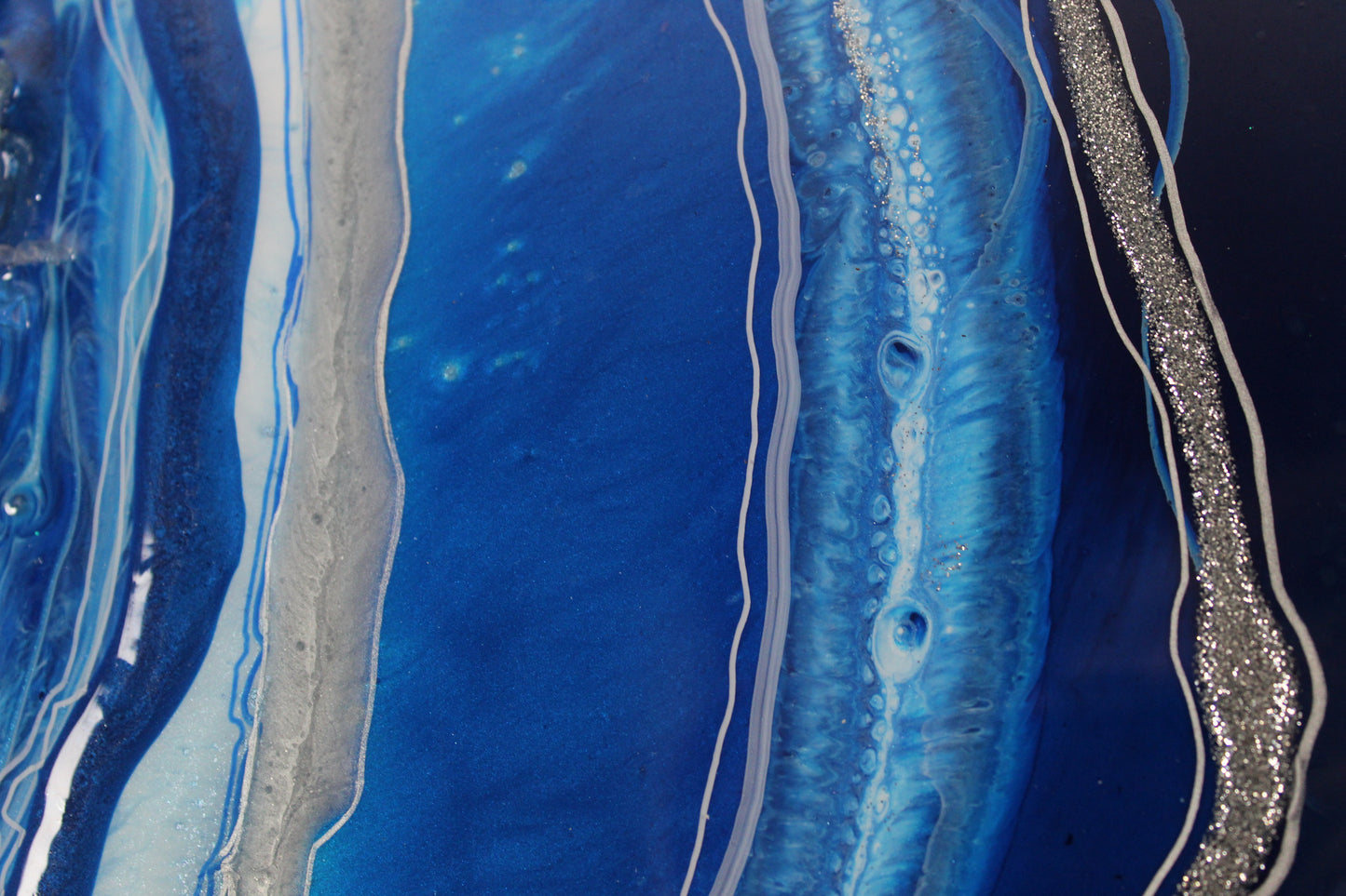 Regeneration – Healing Geode Artwork in Azure Blue with Clear Quartz