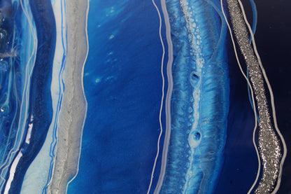 Regeneration – Healing Geode Artwork in Azure Blue with Clear Quartz